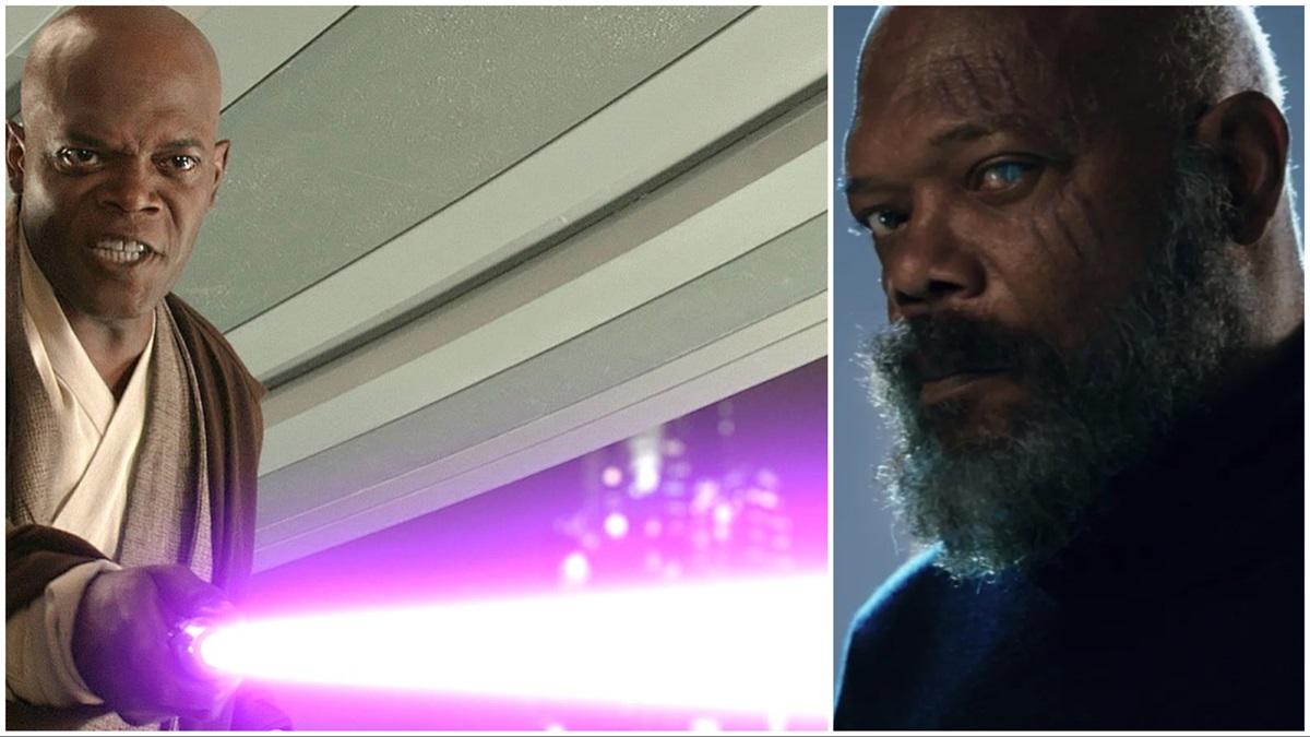 Samuel L. Jackson as Mace Windu and Nick Fury